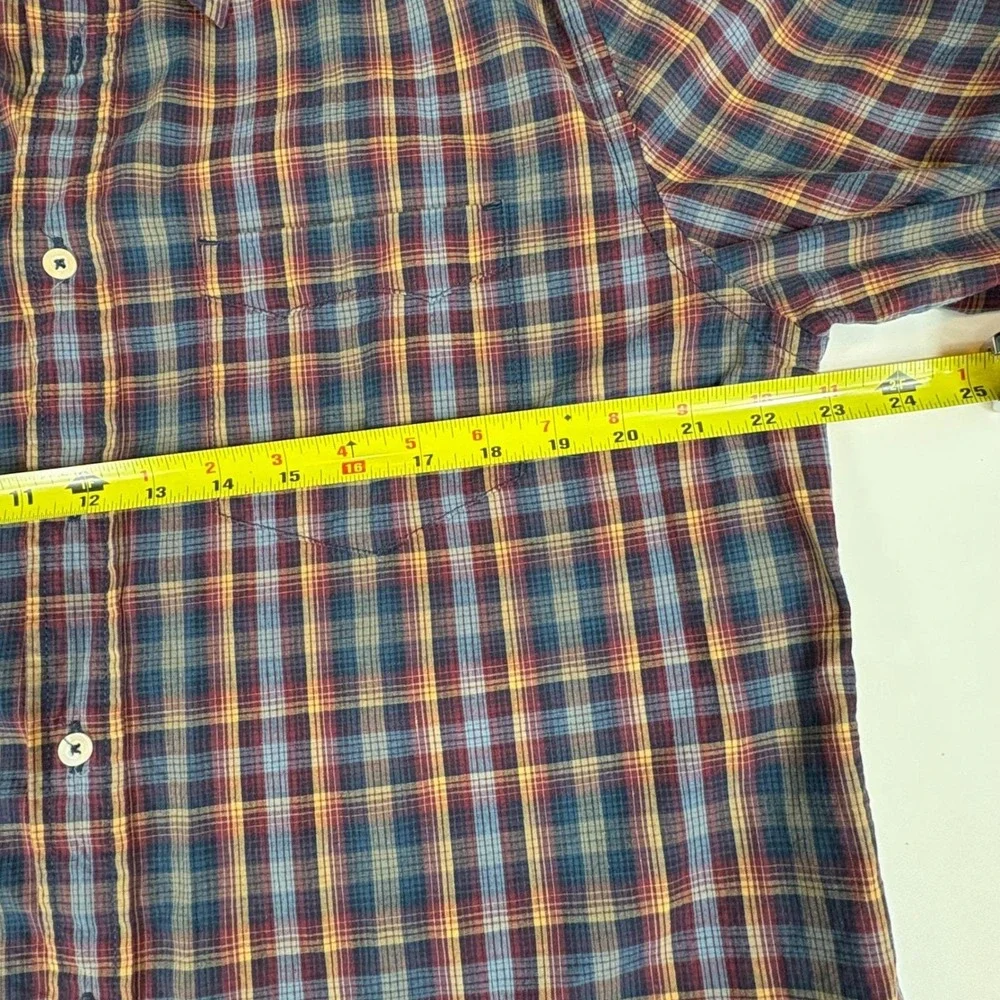 Levis Red Tab Plaid Button Down‎ Shirt Mens Large Blue Brown Cotton